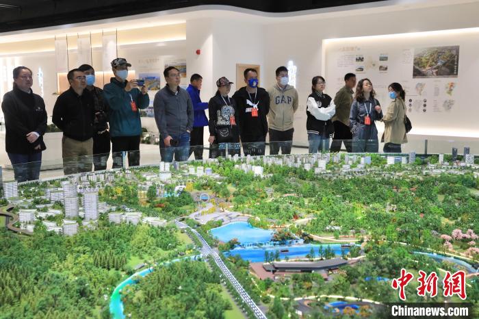 海外华文媒体高层走进位于成都东部新区的2024年成都世界园艺博览会主会场展示中心。　王磊 摄